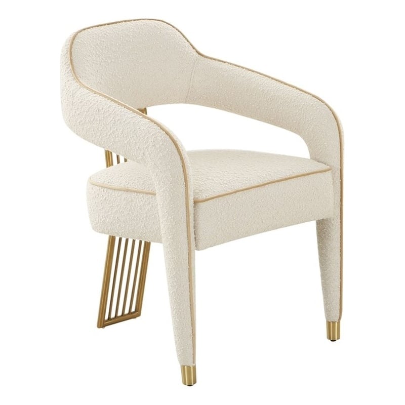 Maklaine Transitional Cream Boucle Textural Boucle Upholstered Dining Chair