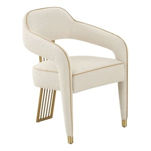 Maklaine Transitional Cream Boucle Textural Boucle Upholstered Dining Chair