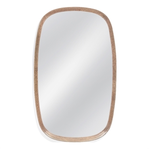 Maklaine Contemporary Coastal Wall Mirror in Natural Mango Wood