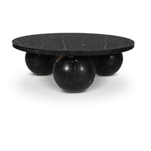 Maklaine Modern / Contemporary Black Finish Marble Coffee Table