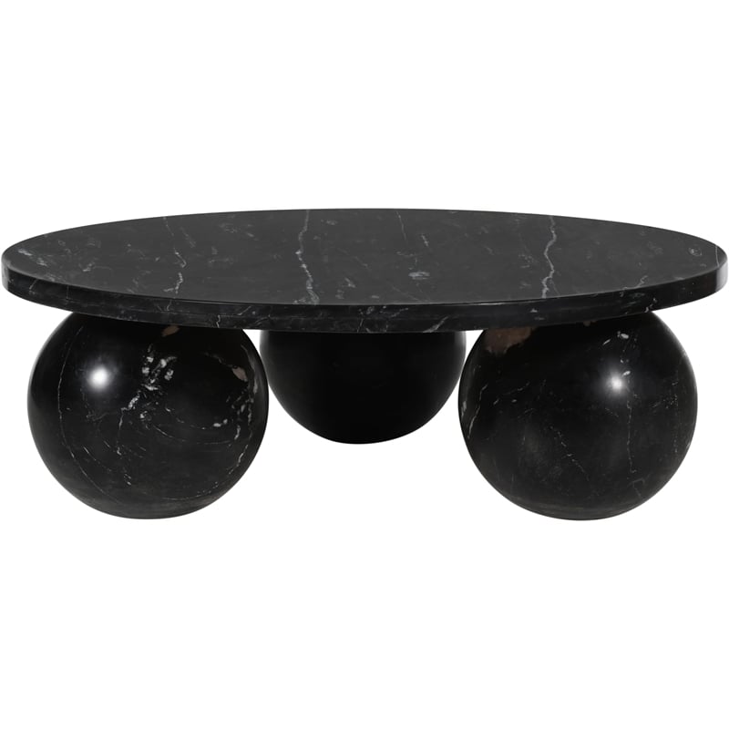 Maklaine Modern / Contemporary Black Finish Marble Coffee Table