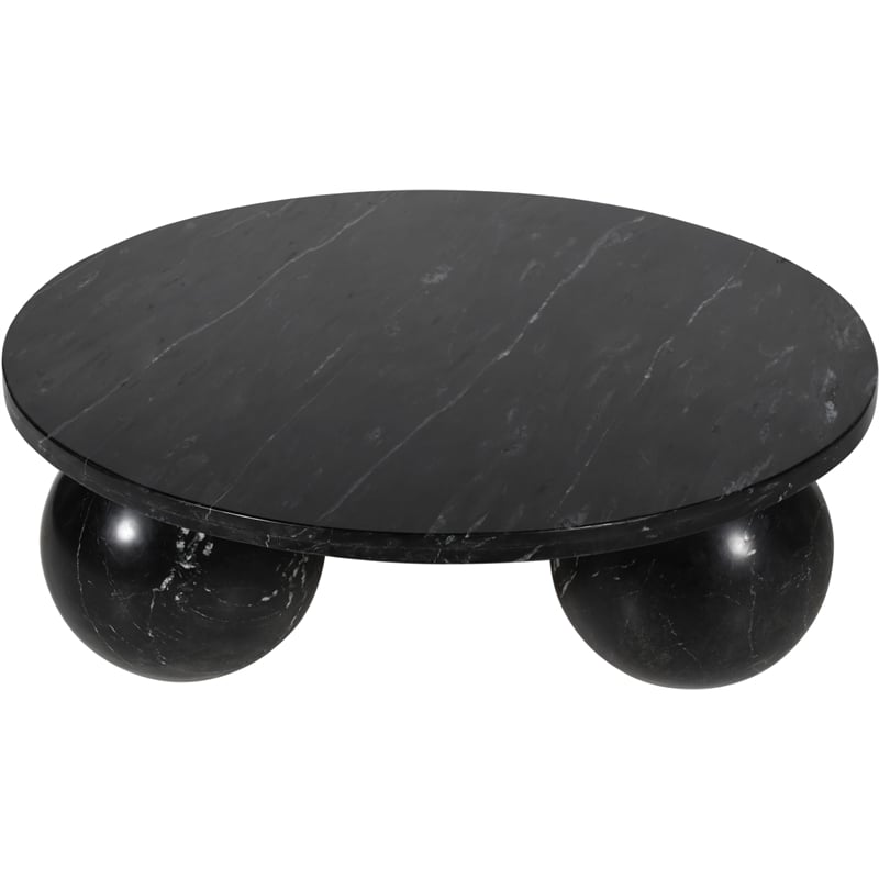 Maklaine Modern / Contemporary Black Finish Marble Coffee Table