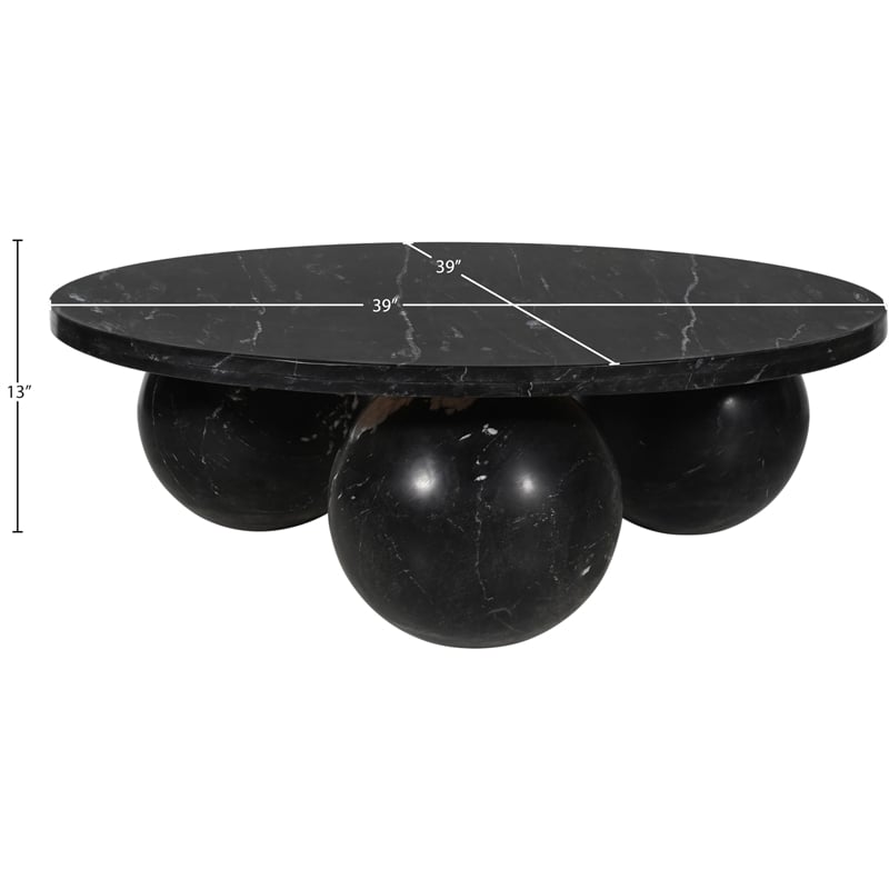 Maklaine Modern / Contemporary Black Finish Marble Coffee Table