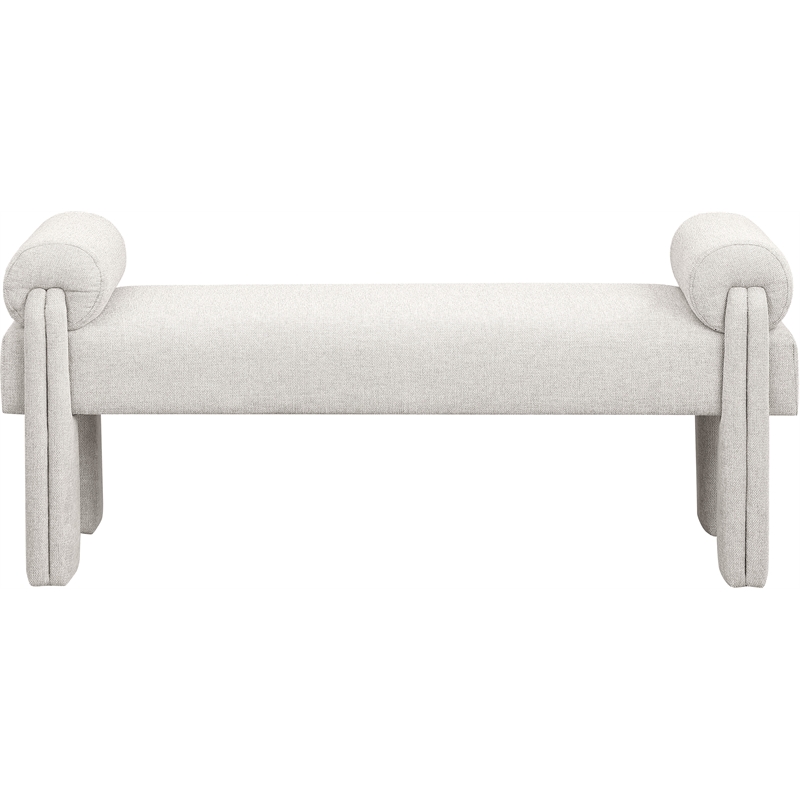 Maklaine Modern / Contemporary Soft Beige Polyester Fabric Bench