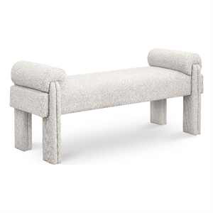 Maklaine Modern / Contemporary Soft Beige Polyester Fabric Bench