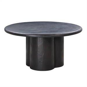 Maklaine Transitional Black Finish Faux Plaster Round Dining Table
