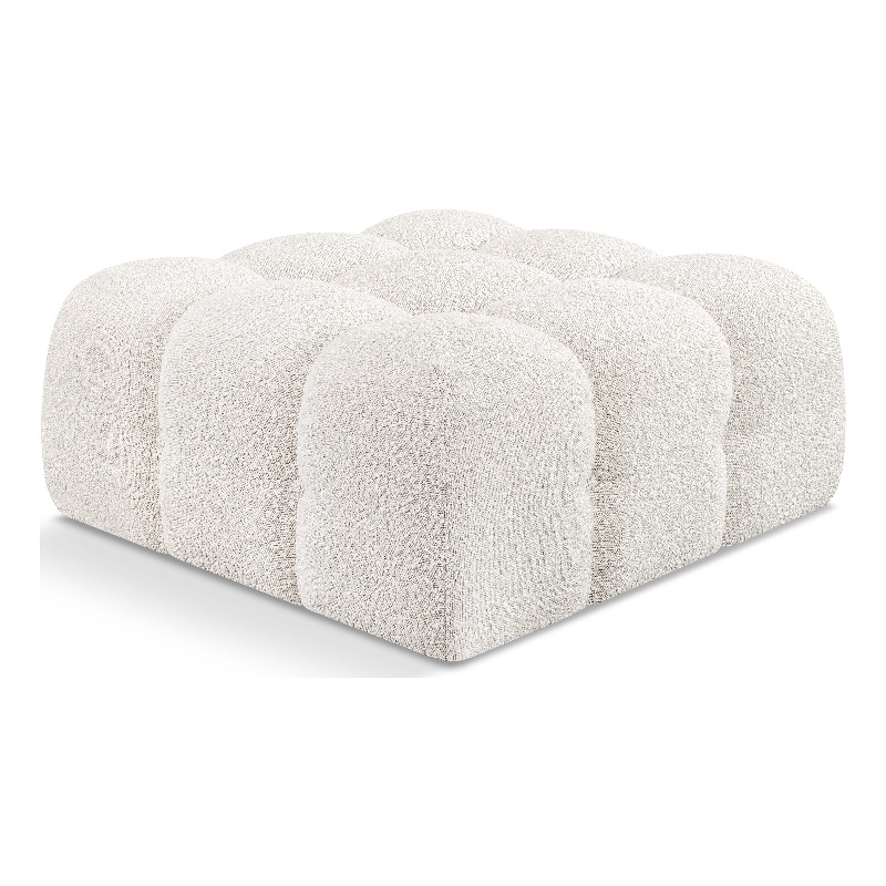 Maklaine Modern / Contemporary Rich Cream Boucle Fabric Ottoman
