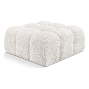 Maklaine Modern / Contemporary Rich Cream Boucle Fabric Ottoman