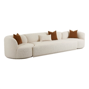 Maklaine Transitional Cream Boucle Fabric 3-Piece Modular Sofa