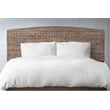 Maklaine Contemporary Coastal Rattan/Wood King Headboard in Gray