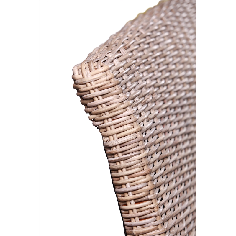 Maklaine Contemporary Coastal Rattan/Wood King Headboard in Gray