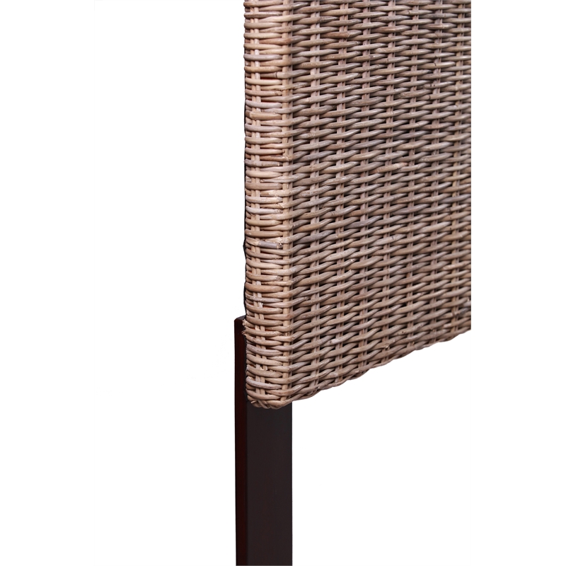 Maklaine Contemporary Coastal Rattan/Wood King Headboard in Gray