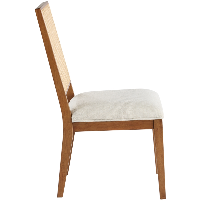 Maklaine Cream Linen Textured Fabric Dining Chair (Set of 2)