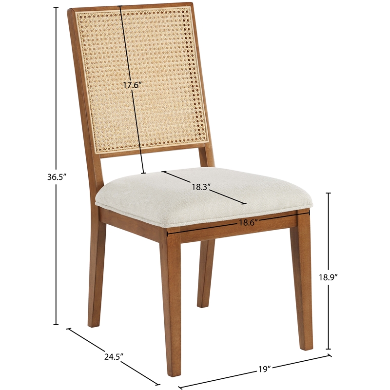Maklaine Cream Linen Textured Fabric Dining Chair (Set of 2)