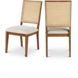 Maklaine Cream Linen Textured Fabric Dining Chair (Set of 2)