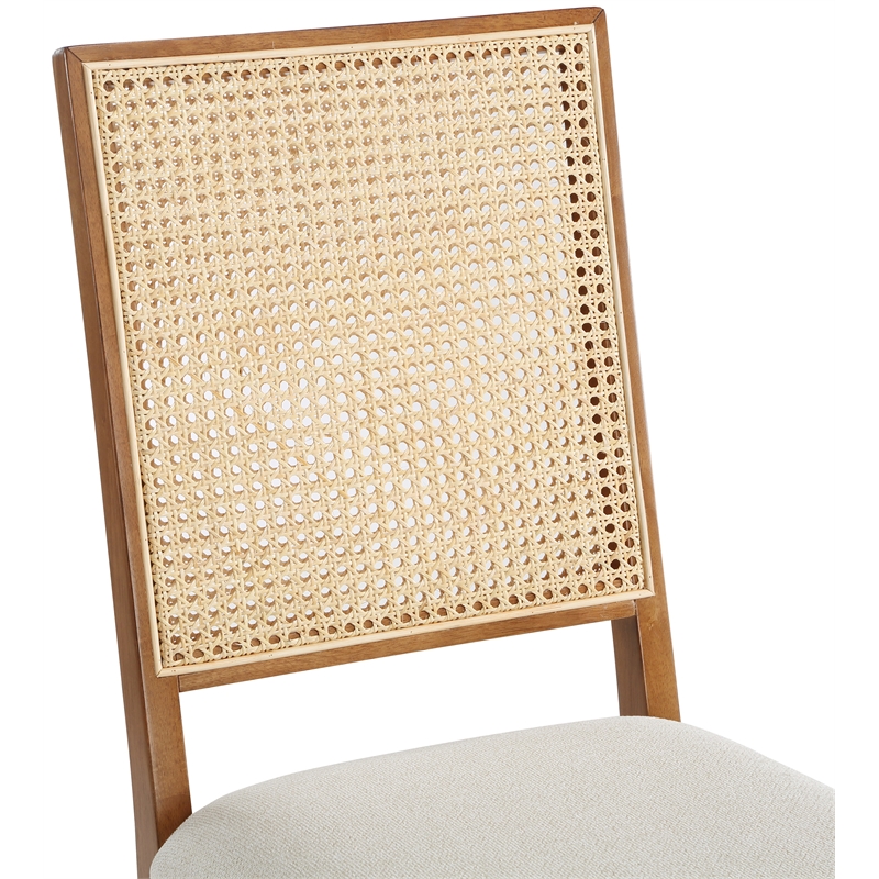 Maklaine Cream Linen Textured Fabric Dining Chair (Set of 2)