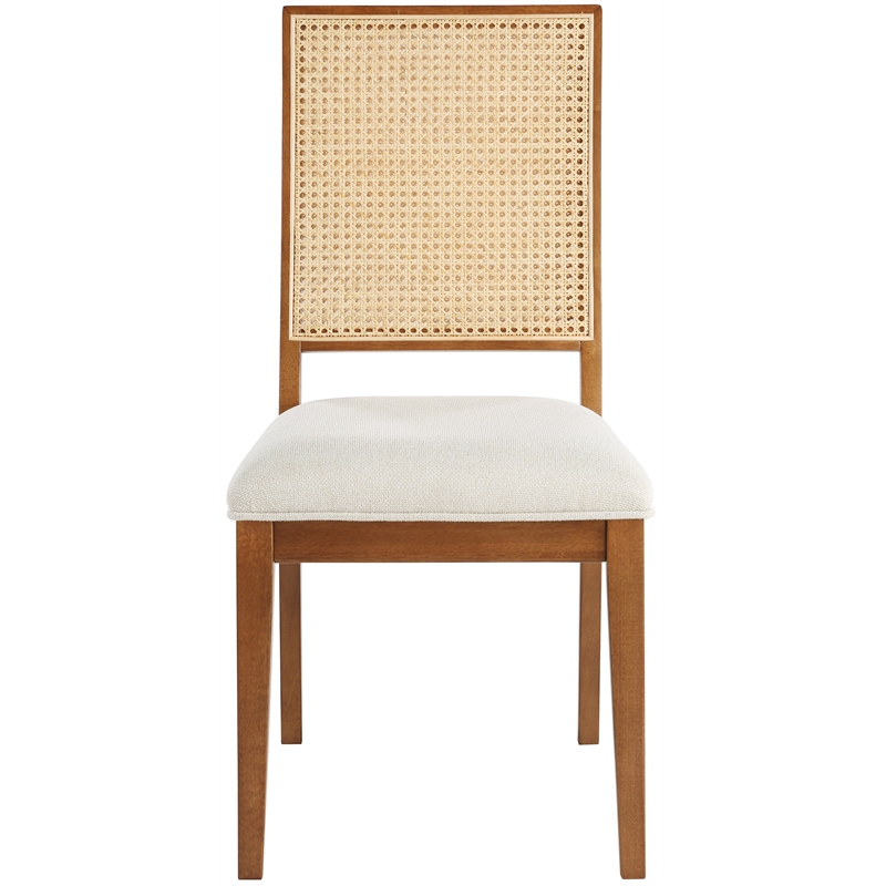 Maklaine Cream Linen Textured Fabric Dining Chair (Set of 2)