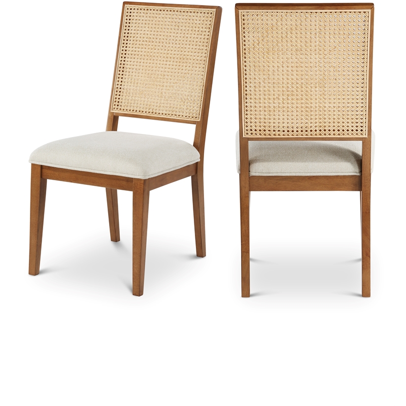 Maklaine Cream Linen Textured Fabric Dining Chair (Set of 2)