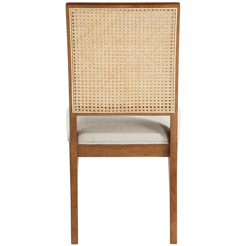 Maklaine Cream Linen Textured Fabric Dining Chair (Set of 2)