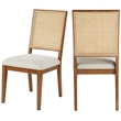 Maklaine Cream Linen Textured Fabric Dining Chair (Set of 2)