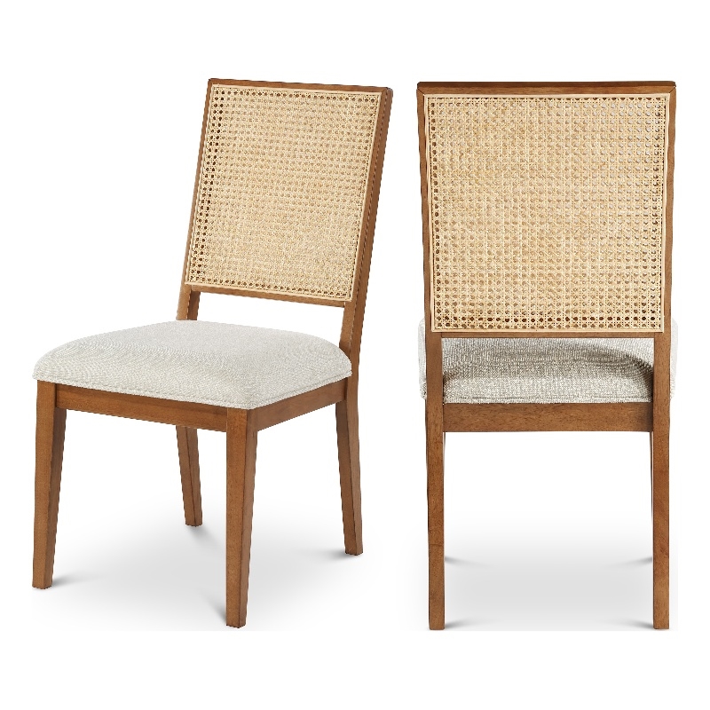 Maklaine Cream Linen Textured Fabric Dining Chair (Set of 2)