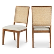 Maklaine Cream Linen Textured Fabric Dining Chair (Set of 2)