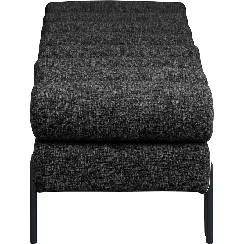 Maklaine Modern / Contemporary Black Linen Textured Fabric Bench