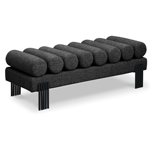 Maklaine Modern / Contemporary Black Linen Textured Fabric Bench