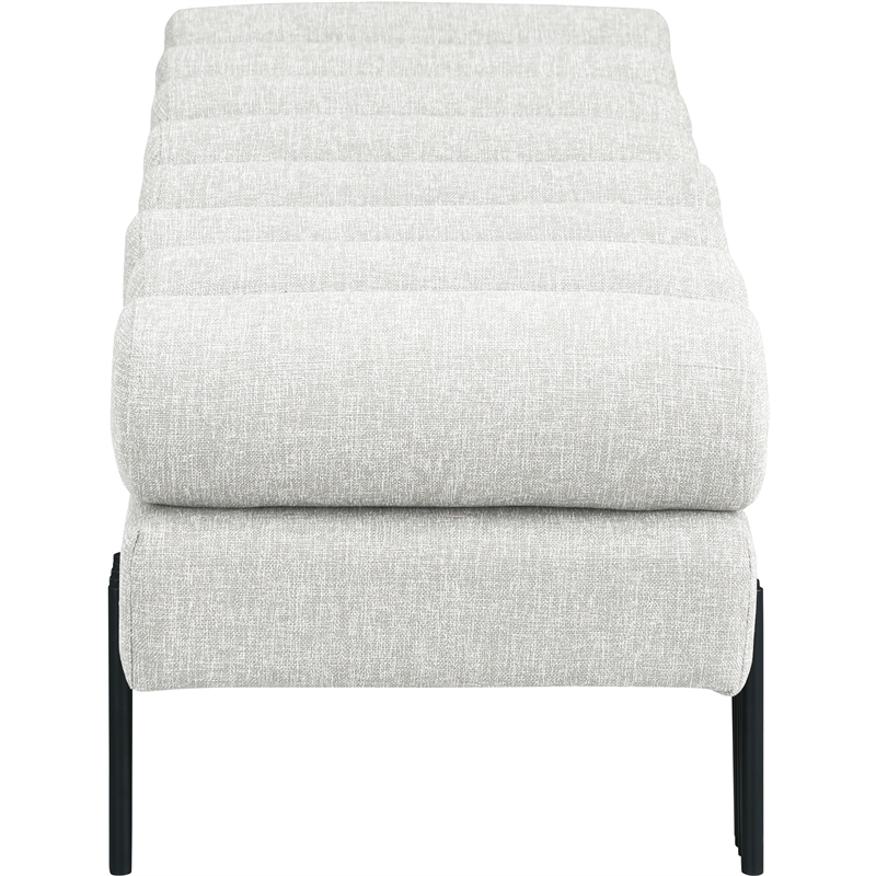 Maklaine Modern / Contemporary Cream Linen Textured Fabric Bench