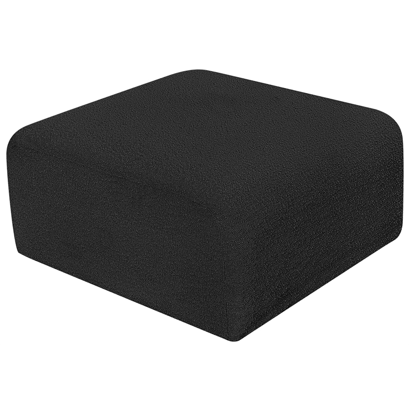 Maklaine Modern / Contemporary Rich Black Boucle Fabric Ottoman