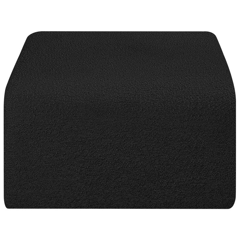 Maklaine Modern / Contemporary Rich Black Boucle Fabric Ottoman