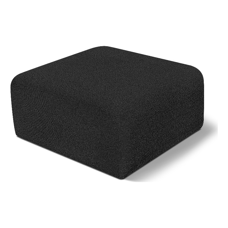 Maklaine Modern / Contemporary Rich Black Boucle Fabric Ottoman