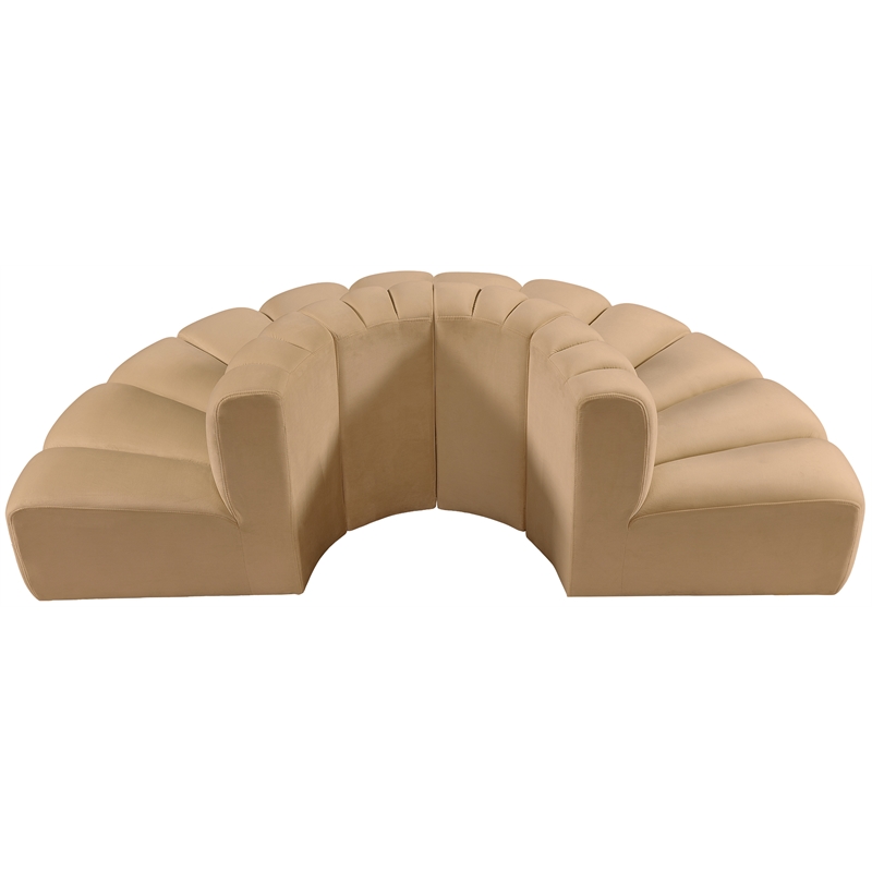 Maklaine Modern / Contemporary Camel Velvet Modular Sectional