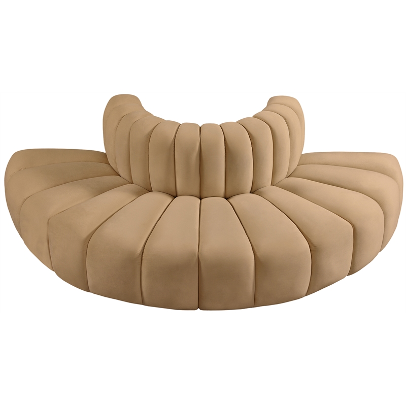 Maklaine Modern / Contemporary Camel Velvet Modular Sectional