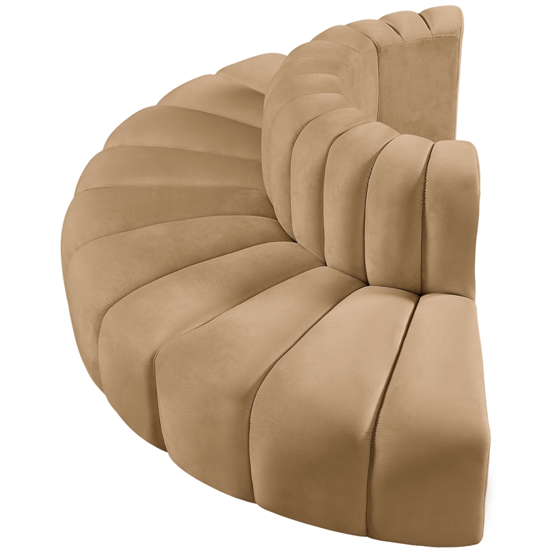 Maklaine Modern / Contemporary Camel Velvet Modular Sectional