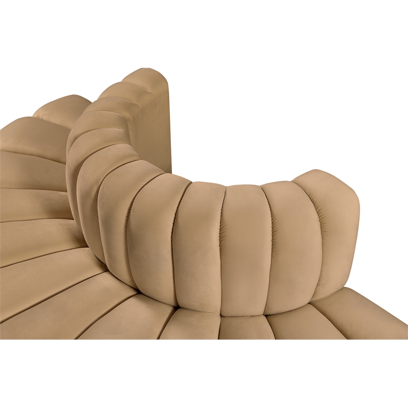 Maklaine Modern / Contemporary Camel Velvet Modular Sectional