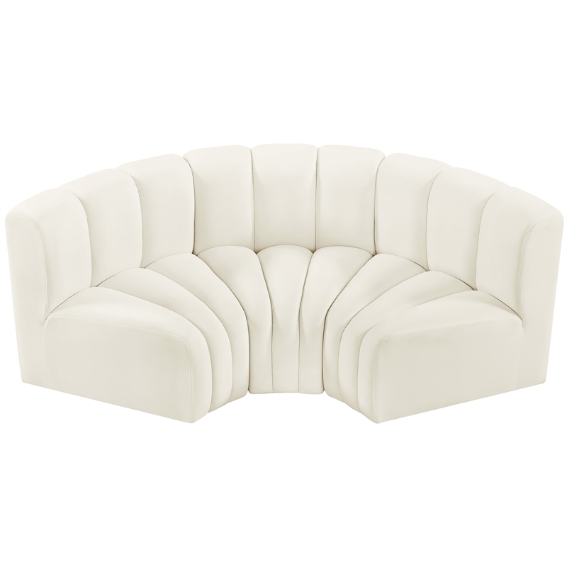 Maklaine Modern / Contemporary Cream Velvet Modular Sectional