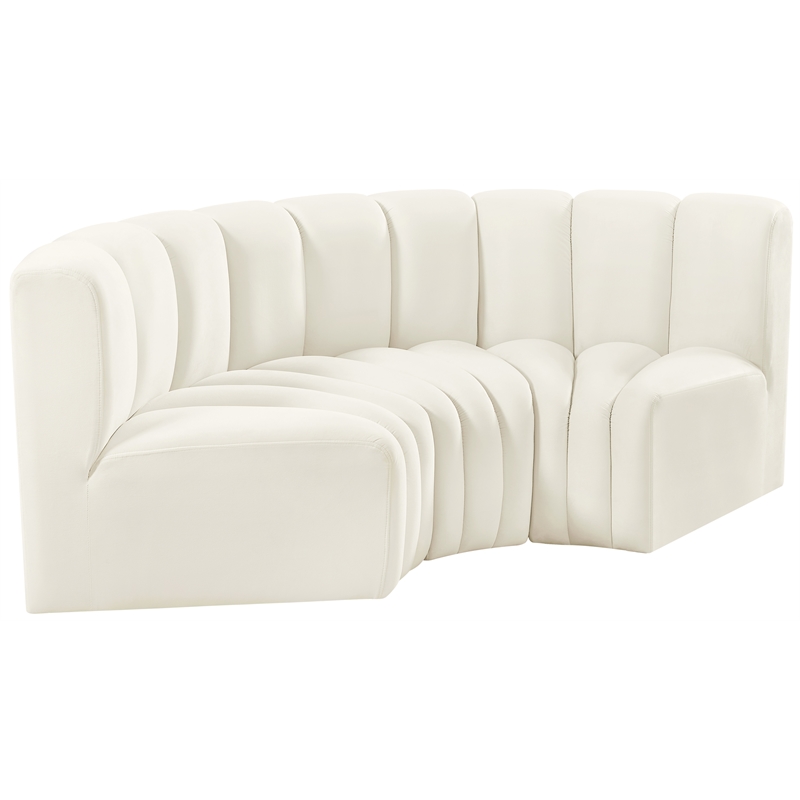 Maklaine Modern / Contemporary Cream Velvet Modular Sectional