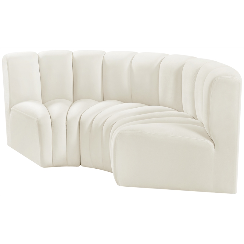 Maklaine Modern / Contemporary Cream Velvet Modular Sectional