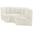 Maklaine Modern / Contemporary Cream Velvet Modular Sectional