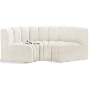 Maklaine Modern / Contemporary Cream Velvet Modular Sectional