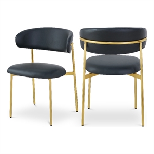 Maklaine Contemporary Black Vegan Leather Dining Chair (Set of 2)