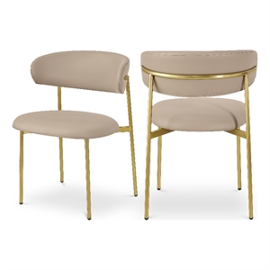 Maklaine Contemporary Taupe Vegan Leather Dining Chair (Set of 2)