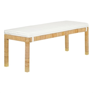 Maklaine Contemporary Coastal Natural Finish Woven Rattan Bench