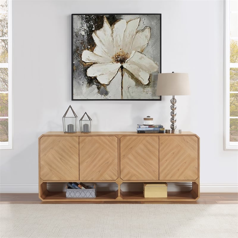 Maklaine Engineered Wood Mid-Century Natural Sideboard/Buffet