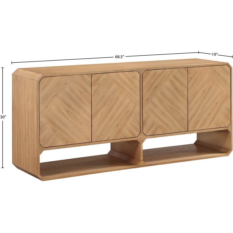 Maklaine Engineered Wood Mid-Century Natural Sideboard/Buffet