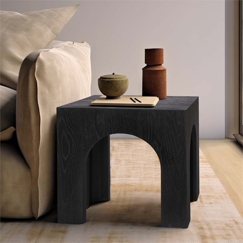Maklaine Engineered Wood Modern / Contemporary Black End Table