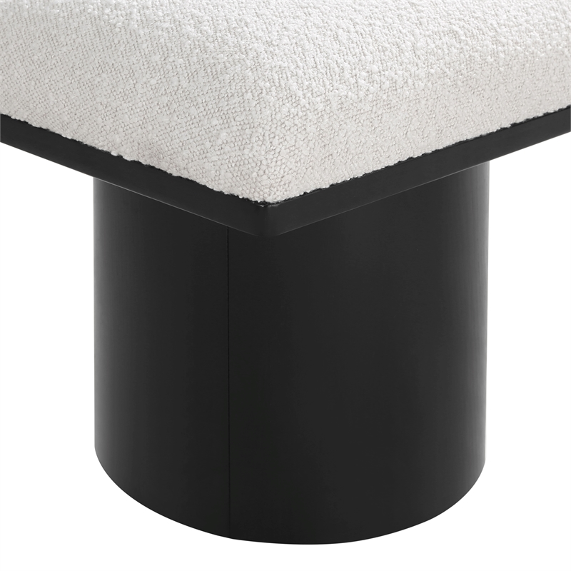 Maklaine Modern / Contemporary Cream Boucle Fabric Bench/Stool