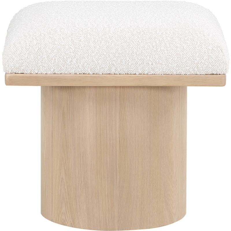Maklaine Modern / Contemporary Cream Boucle Fabric Bench/Stool