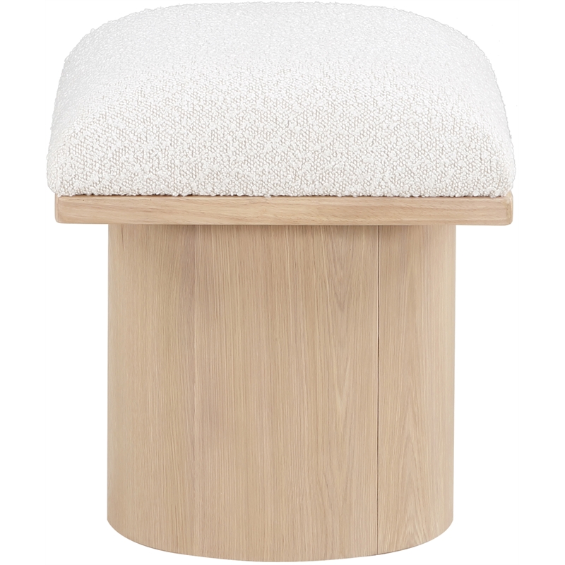 Maklaine Modern / Contemporary Cream Boucle Fabric Bench/Stool